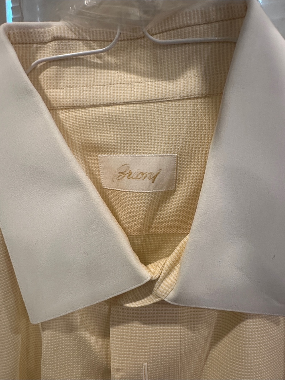 Brioni Yellow and White Stripe Men’s Dress Shirt - Picture 2 of 7